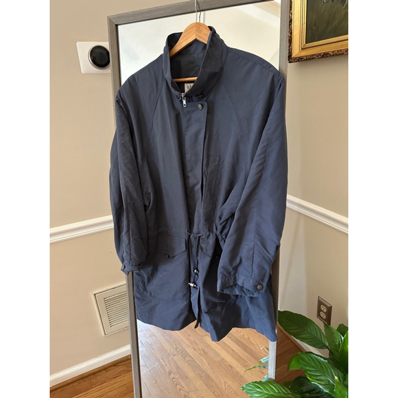 Mulberry Street Full Zip Gray Drawstring Trench Coat Jacket Size Large - Picture 2 of 6